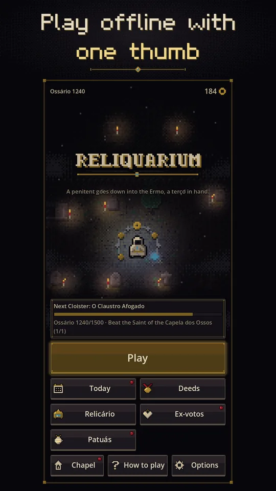 “Play offline with one thumb”: the game menu over the Adro.