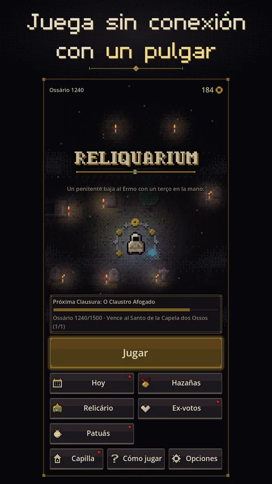 “Juega sin conexión con un pulgar”: el menú del juego sobre el Adro.